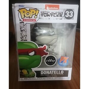 Funko Pop! PX Exclusive TMNT Michelangelo #34 - Black & White Chase New Non Mint